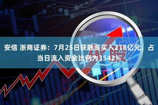 安信 浙商证券：7月25日获融资买入218亿元，占当日流入资金比例为3542%